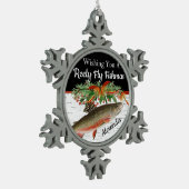 レイリーフライフィッシュマス魚釣りクリスマスハートオルネーム スノーフレークピューターオーナメント (左)