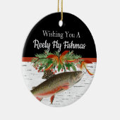 レイリーフライフィッシュマス魚釣りクリスマスハートオルネーム セラミックオーナメント (右)