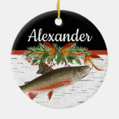 レイリーフライフィッシュマス魚釣りクリスマスハートオルネーム セラミックオーナメント (裏面)