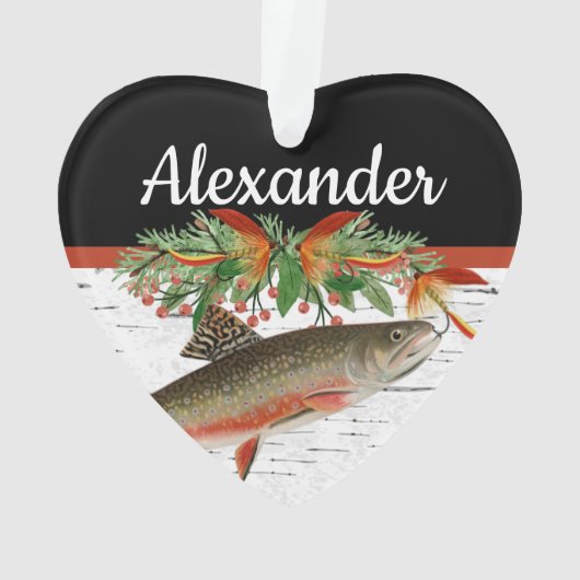 レイリーフライフィッシュマス魚釣りクリスマスハート オーナメント (裏面)