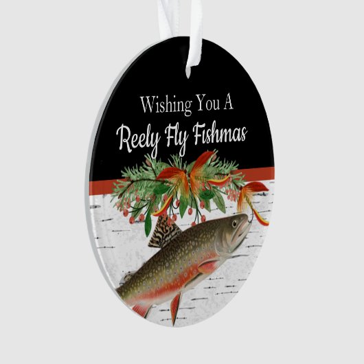 レイリーフライフィッシュマス魚釣りクリスマス オーナメント (正面)