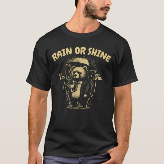 レインオアシャイン 面白いクマ ヴィンテージファッション Tシャツ (正面)