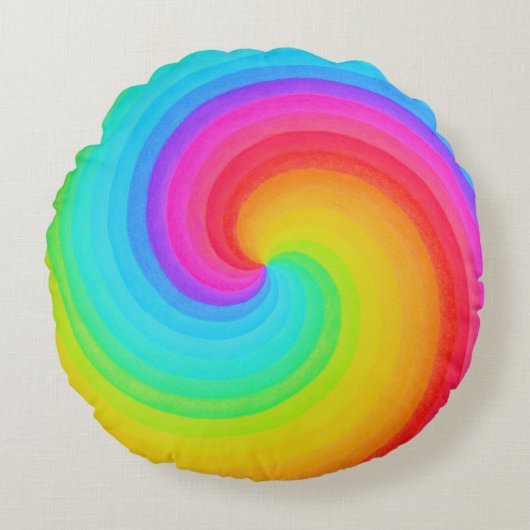 レインカラフルボースパイラル ラウンドクッション (正面)