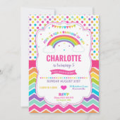 レインカラフルボーバースデーパーティーガール 招待状 (正面)