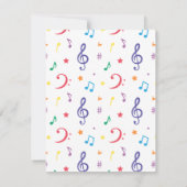 レインカラフルボーミュージックをテーマにした誕生日パーティー 招待状 (裏面)