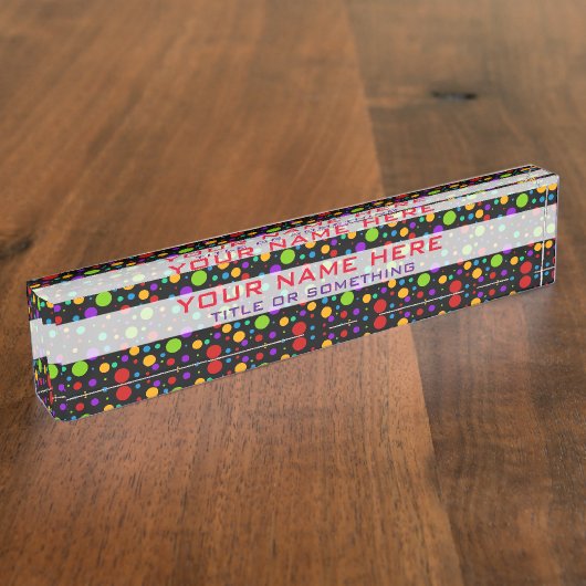 レインカラフルボー水玉模様 デスクネームプレート (側面)