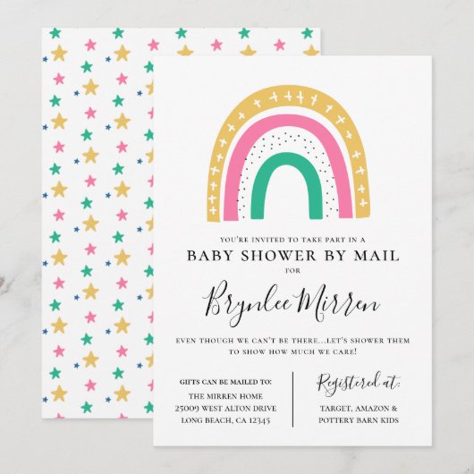 『レインカラフルボー·ベイビー·シャワー』 招待状 (正面/裏面)