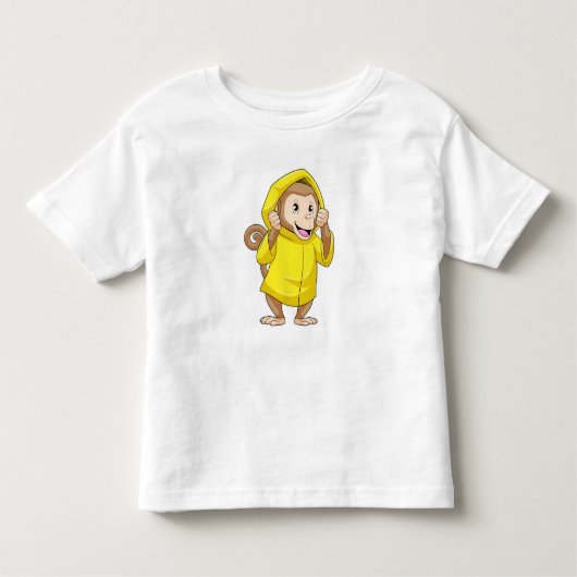 レインコートで雨が降っているサル トドラーTシャツ (正面)