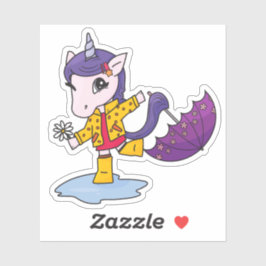 レインコートにシンプルかわいいピンクのユニコーン シール