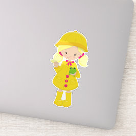 レインコートの女の子，ブーツ，金髪，カエル シール