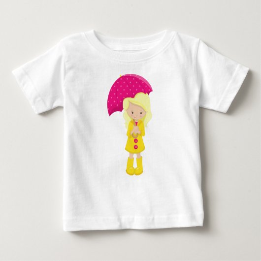レインコートの女の子,傘の女の子,金髪 ベビーTシャツ (正面)