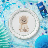 レインコートの赤ちゃんシャワーにかわいい水色クマ ペーパープレート (パーティー)