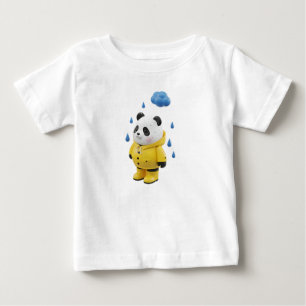 レインコートを着たデザイナーパンダのビニール製おもちゃ ベビーTシャツ