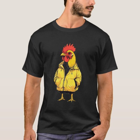 レインコートを着たニワトリ Tシャツ (正面)