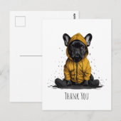レインコートを着たフレンチブルドッグに感謝 ポストカード (正面/裏面)