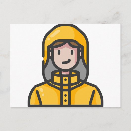 レインコートを着た人 ポストカード (正面)