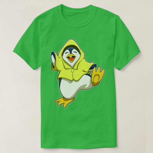 レインコート付ペンギン Tシャツ (デザイン正面)