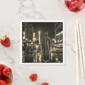 レインコート紙ナプキンの黒人男性のポートレート スタンダードカクテルナプキン (インサイチュ)