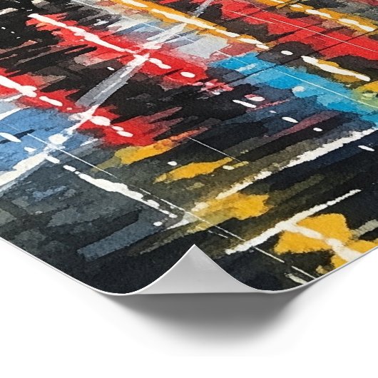 レインシティ通りウォーターカラー ポスター (角)