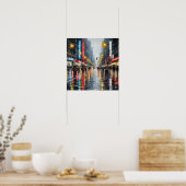 レインシティ通りウォーターカラー ポスター (キッチン)