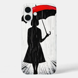 レインシルエットアート「緋傘」 iPhone 16 PLUSケース