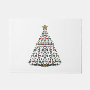 レインダー クリスマスツリー ビンテージ 彫刻 Tシャツ_1 ドアマット