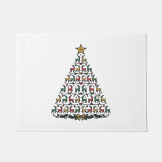 レインダー クリスマスツリー ビンテージ 彫刻 Tシャツ_1 ドアマット