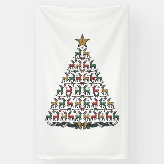 レインダー クリスマスツリー ビンテージ 彫刻 Tシャツ_1 横断幕 (縦)