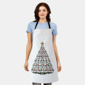 レインダー クリスマスツリー ヴィンテージ 彫刻Tシャツ_1 エプロン (着用した状態)