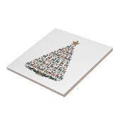 レインダー クリスマスツリー ヴィンテージ 彫刻Tシャツ_1 タイル (側面)