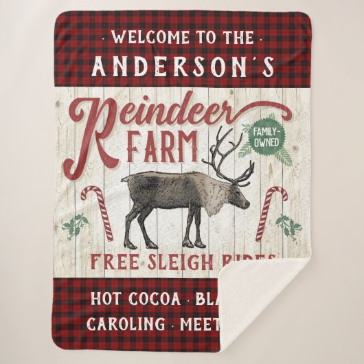 レインデアファームヴィンテージ素朴ファームハウス名前をカスタムする シェルパブランケット (正面)