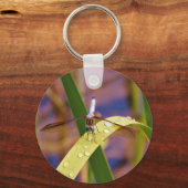 レインドロップの葉の上のトンボ キーホルダー (正面)