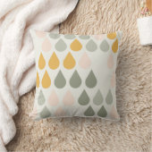 レインドロップズパステルプリントピンクセージグリーンマスタード クッション (ブランケット)