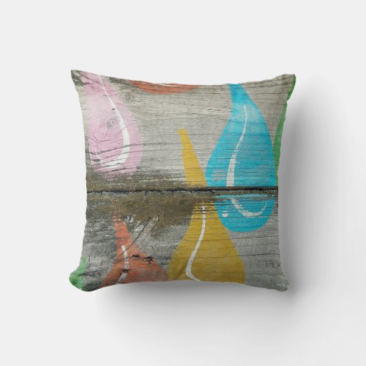 レインドロップデザインオン素朴ウッド クッション (正面)