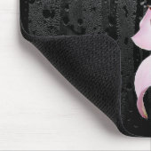 レインドロップ付きピンクのユリマウスパッド マウスパッド (コーナー)