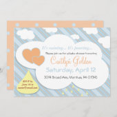 レインドロップ&クラウドベビーシャワー招待状 招待状 (正面/裏面)