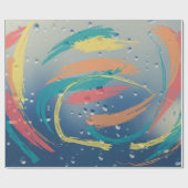 レインドロッ鮮やかプ効果ブラシストロークのラッピング紙 ラッピングペーパー (フラット)