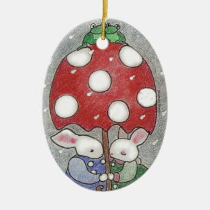 レインバニークリスマスオーナメント セラミックオーナメント