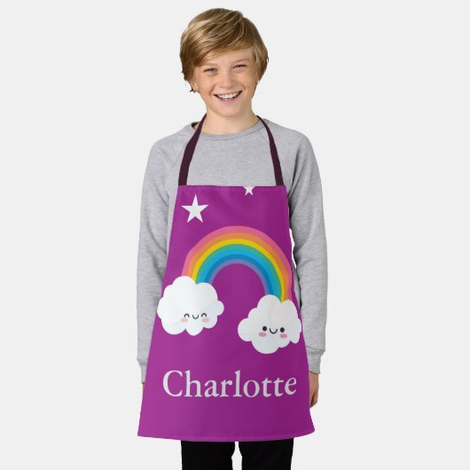 レインパーソナライズされたボーオールオーバープリントエプロン、小型 エプロン (着用した状態)