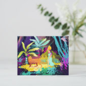 レインフォレストにいる少女とヒョウ ポストカード (スタンド正面)