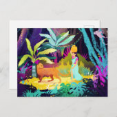 レインフォレストにいる少女とヒョウ ポストカード (正面/裏面)