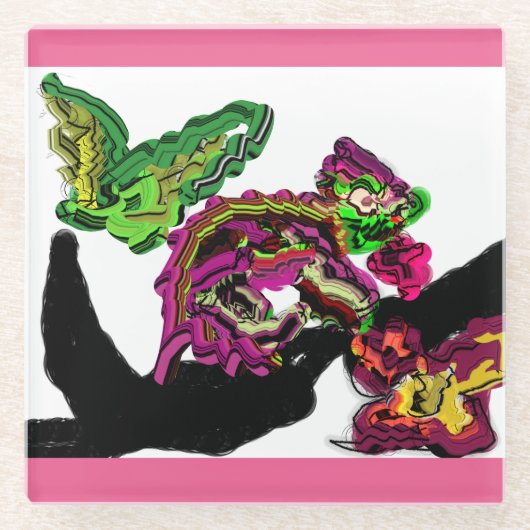 レインフォレストカメレオンおもしろい ガラスコースター (正面)