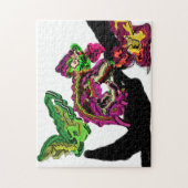 レインフォレストカメレオンおもしろい ジグソーパズル (縦)