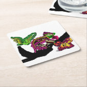 レインフォレストカメレオンおもしろい スクエアペーパーコースター (アングル)