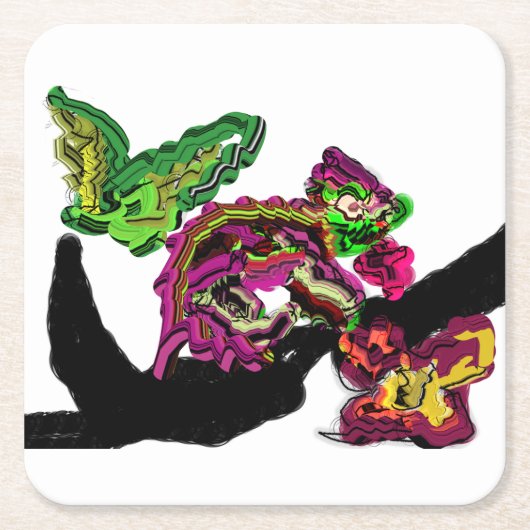 レインフォレストカメレオンおもしろい スクエアペーパーコースター (正面)