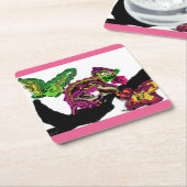 レインフォレストカメレオンおもしろい スクエアペーパーコースター (アングル)