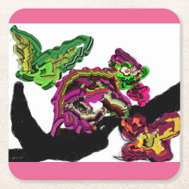 レインフォレストカメレオンおもしろい スクエアペーパーコースター