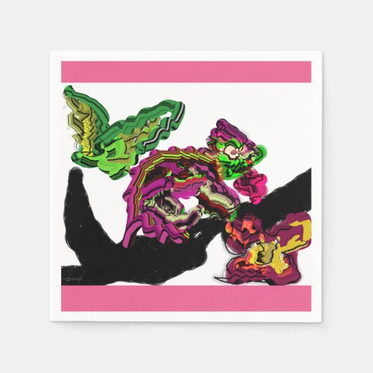 レインフォレストカメレオンおもしろい スタンダードカクテルナプキン (正面)