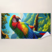 レインフォレストマコーオウムカラフルビーチタオル ビーチタオル (正面)