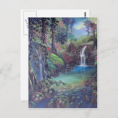 レインフォレストランドスケープリバーウォーターフォールズアート ポストカード (正面/裏面)